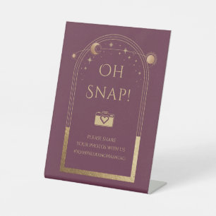 Signe De Table Oh Snap Plum Gold Céleste Hashtag de mariage
