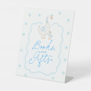 Signe De Table Oie Silencieuse Fleurs Bleues Livres et Cadeaux de