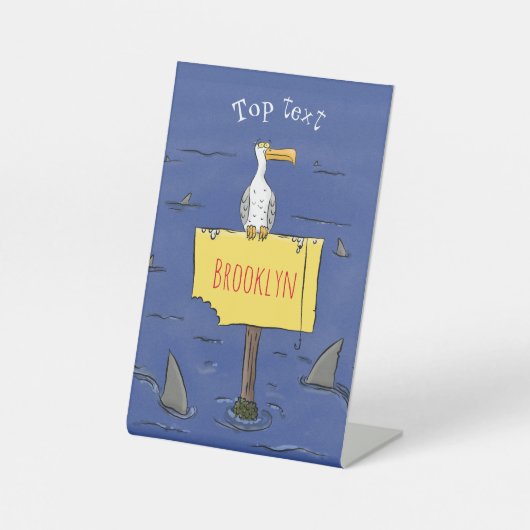 Signe De Table Oiseau de mer amusant entouré de dessins animés de (Recto)