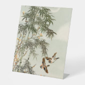 Signe De Table Oiseaux Bambou Asiatique Japonais Vintage (Recto)