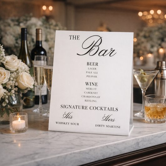 Signe De Table Old Money Aesthetic Luxury Wedding Bar Drinks Menu