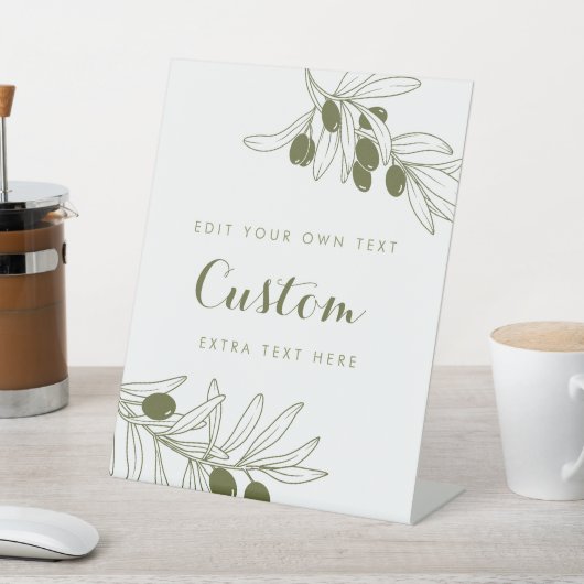 Signe De Table Olive Green Branches Custom (In SItu)