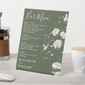 Signe De Table Olive Green Chinoiserie Floral Bar Menu Mariage (In SItu)