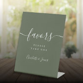 Signe De Table Olive Green Moderne Script Mariage Faveurs Table