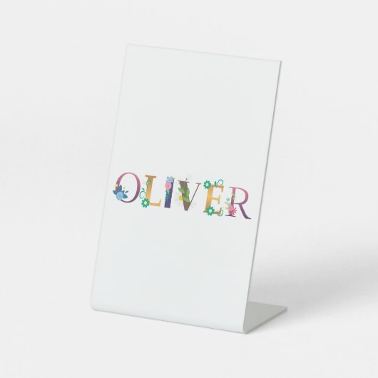 Signe De Table OLIVER Prénom Élégant brodé (Recto)