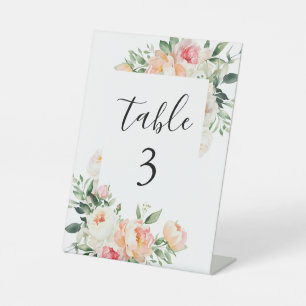 Signe De Table Onglet Mariage de la table Floral Blush Pink Peoni