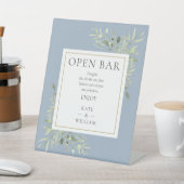 Signe De Table Open Bar Elegant Aquarelle Verdure Dusty Blue (In SItu)