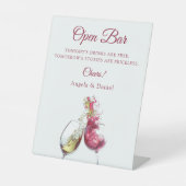 Signe De Table Open Bar Elegant Mariage de danse de vin rouge et  (Recto)