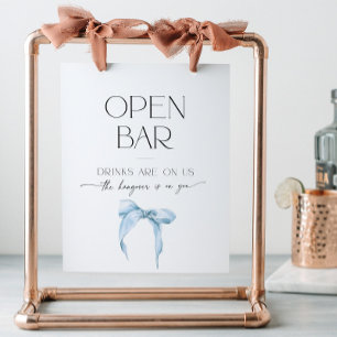 Signe De Table Open Bar Fête des mariées Quelque chose Blue Bow C
