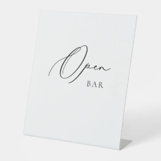 Signe De Table Open Bar Wedding Sign Minimalist Elegant Script 