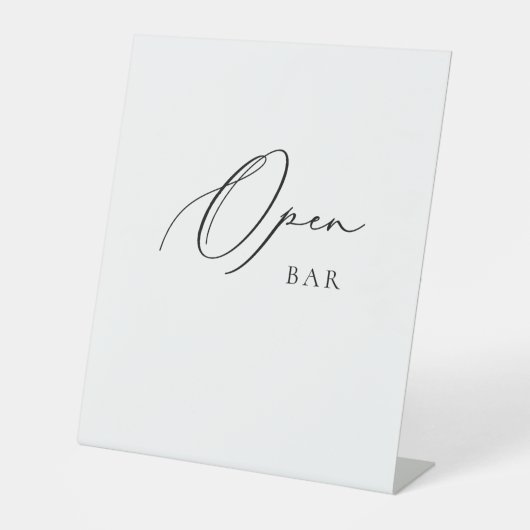 Signe De Table Open Bar Wedding Sign Minimalist Elegant Script  (Recto)
