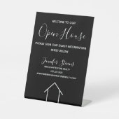 Signe De Table Open House Black White Real Agent Personnalisé (Recto)