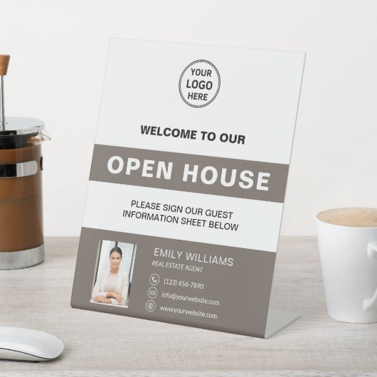 Signe De Table Open House Real Estate Logo Welcome (In SItu)