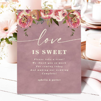 Signe De Table Ophelia Dusty Pink Floral Love is Sweet Mariage