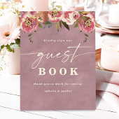 Signe De Table Ophelia Dusty rose Floral Mariage du livre d'or