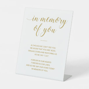 Signe De Table Or En Mémoire De Vous Poème Mariage Mémorial
