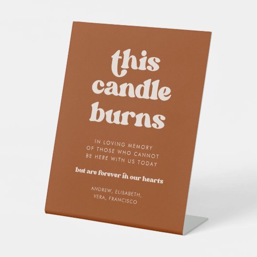 Signe De Table Orange élégant Cette bougie brûle le mémorial Mari (Recto)