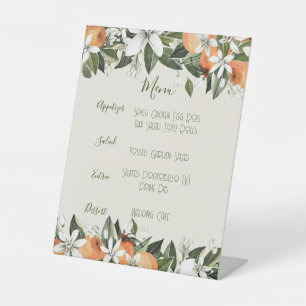 Signe De Table Orange et fleurs élégantes florales