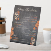 Signe De Table Orange Fleurs Boissons Élégantes Menu (In SItu)