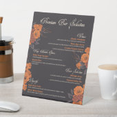 Signe De Table Orange Fleurs Boissons Élégantes Menu (In SItu)