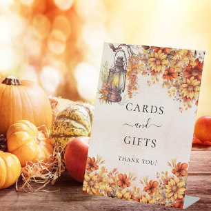 Signe De Table Orange fleurs de chute cartes cadeaux