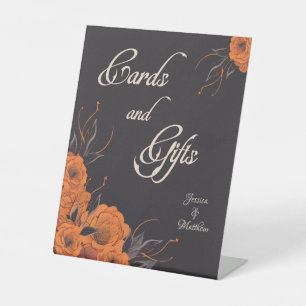 Signe De Table Orange Fleurs Élégantes Cartes & Cadeaux Mariage