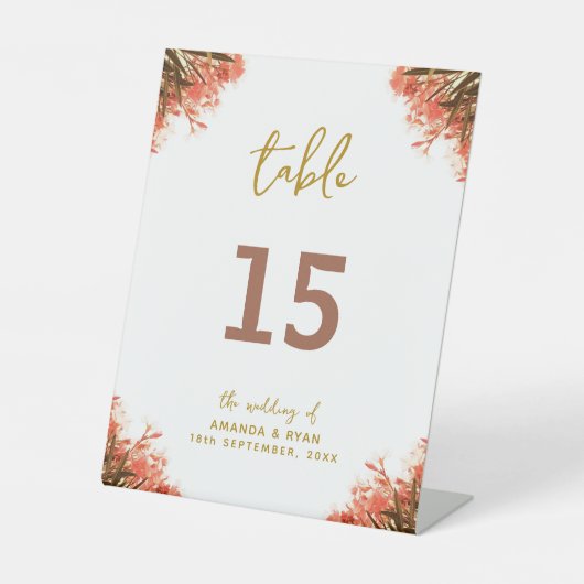 Signe De Table Orange Oleander Mariage Numéro de table (Recto)