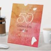 Signe De Table Orange rouge 50 anniversaire ajouter nom date p (In SItu)