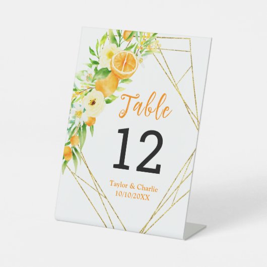 Signe De Table Oranges Citrus Wedding Table Number (Recto)