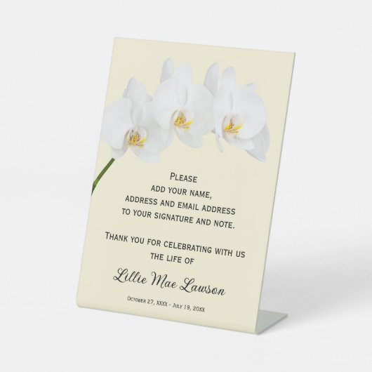 Signe De Table Orchids Celebration of Life Guest Book (Recto)