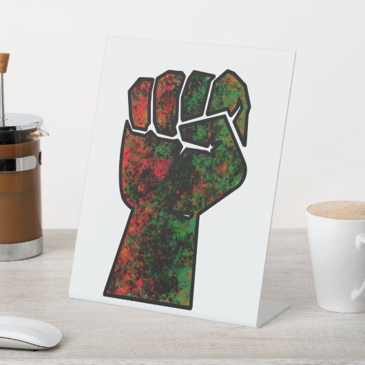 Signe De Table orgueil noir poing vert rouge pan drapeau africain (In SItu)