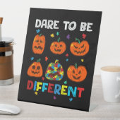 Signe De Table Oser être différent Citrouille Autisme Halloween (In SItu)