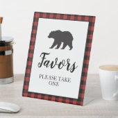 Signe De Table Ours Baby shower rouge Plaid Faveur (In SItu)