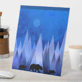 SIGNE DE TABLE OURS DES MONTAGNES GÉOMÉTRIQUES BLEUS (In SItu)