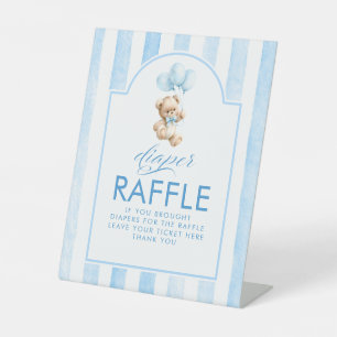 Signe De Table Ours en peluche rayures bleues tombola couches Bab