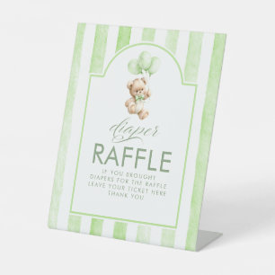 Signe De Table Ours en peluche rayures vertes tombola couches Bab