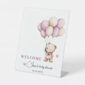 Signe De Table Ours En Teddy Attendre Bearly Ballotte Beige Viole (Recto)