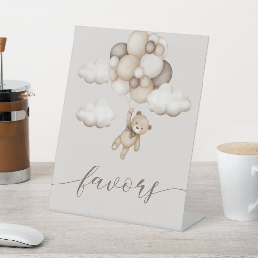 Signe De Table Ours mignon Avec Ballons Faveurs (In SItu)