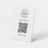 Signe De Table Paiement de code QR | Analyse sans contact du logo (Recto)