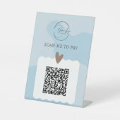 Signe De Table Paiement de code QR bleu clair pour professionnel (Recto)