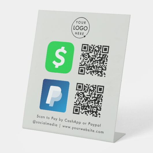 Signe De Table Paiement de code QR | CashApp Paypal numérisation  (Recto)