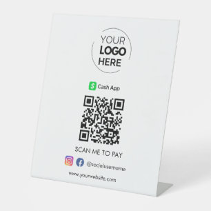 Signe De Table Paiement de code QR de l'application de trésorerie