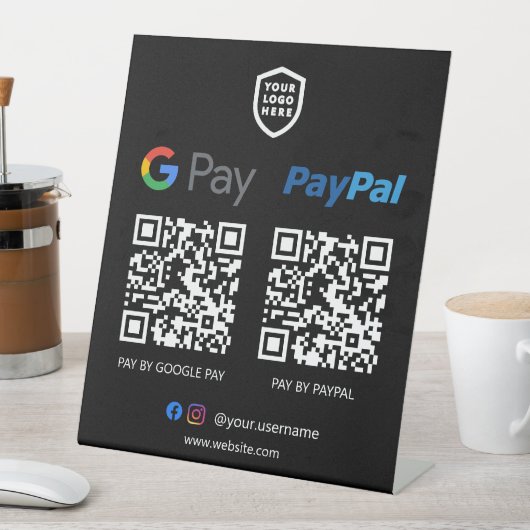 Signe De Table Paiement de code QR | Google Pay & Paypal Analyser (In SItu)