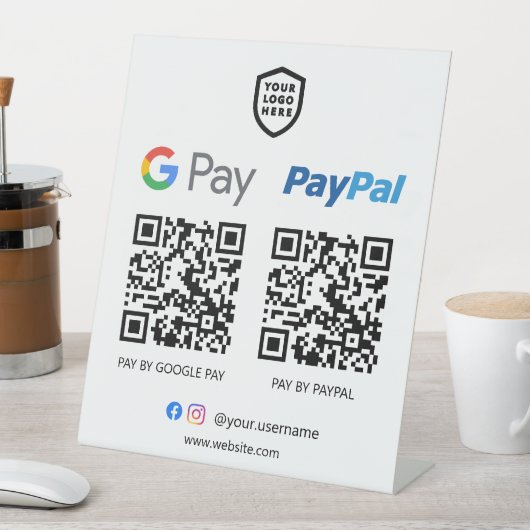 Signe De Table Paiement de code QR | Google Pay & Paypal Analyser (In SItu)