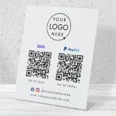 Signe De Table Paiement de code QR | Logo d'analyse Paypal Zelle 