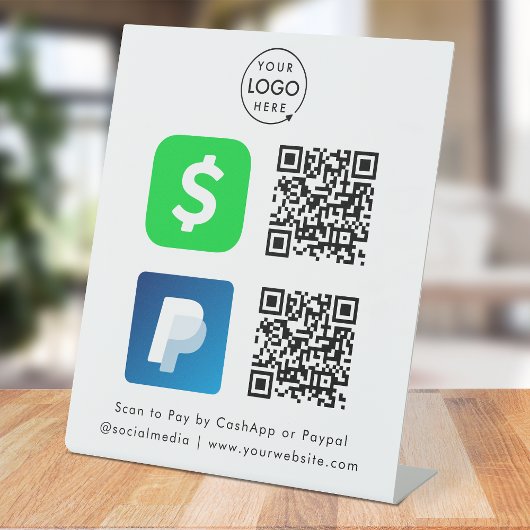 Signe De Table Paiement de code QR | Logo de numérisation Paypal