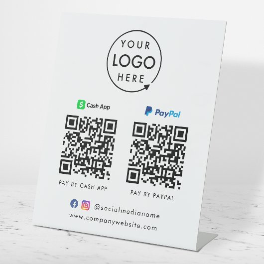 Signe De Table Paiement de code QR | Logo de numérisation Paypal