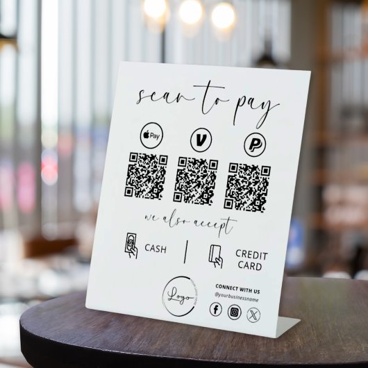Signe De Table Paiement de code QR - Logo d'entreprise de numéris