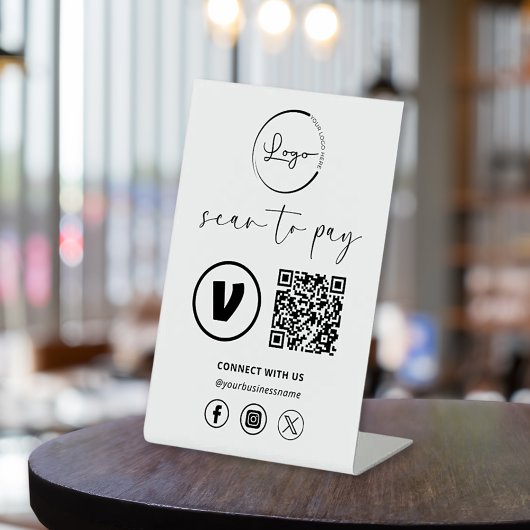 Signe De Table Paiement de code QR - Logo d'entreprise de numéris