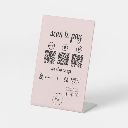 Signe De Table Paiement de code QR - Logo d'entreprise de numéris (Recto)